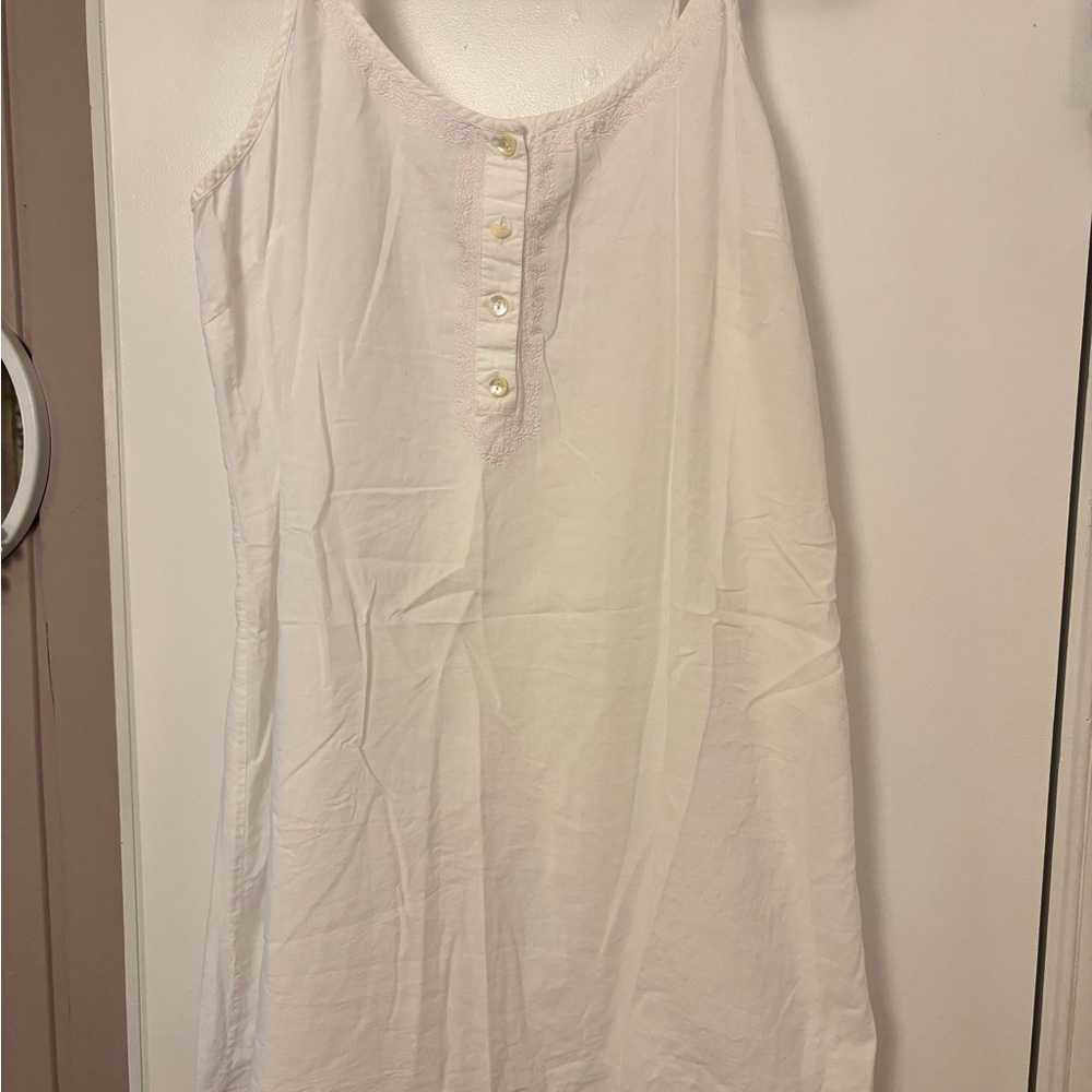 VINTAGE April Cornell White Chemise with Pink Accents
